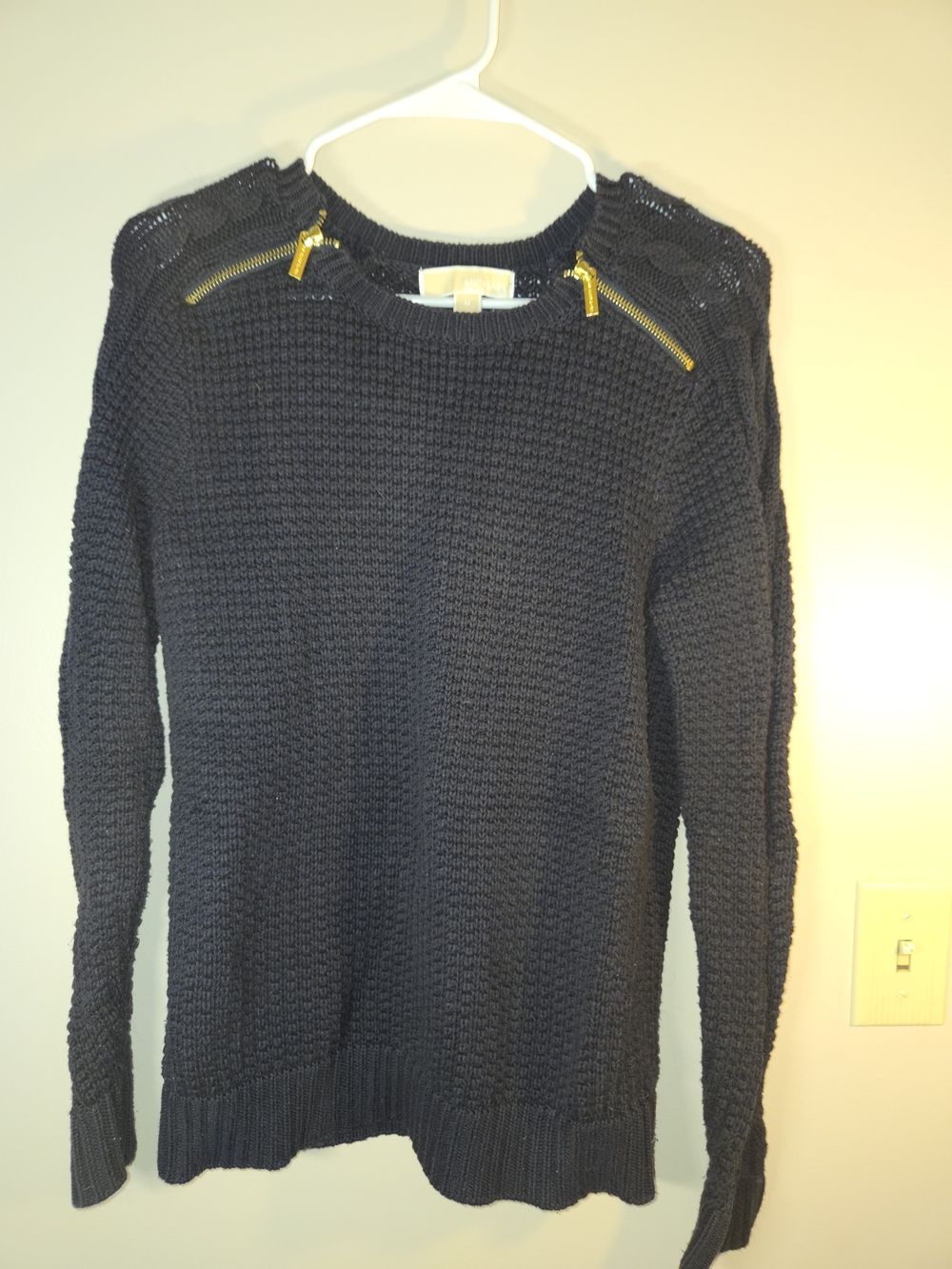 MK Black Knit Sweater With Gold Zippers